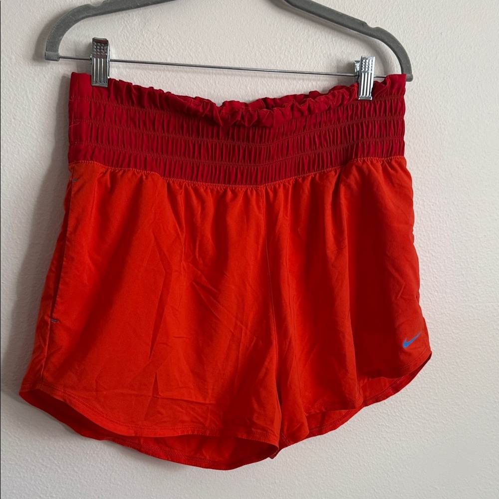 Nike Women's Vibrant Red and Orange Athletic Shorts